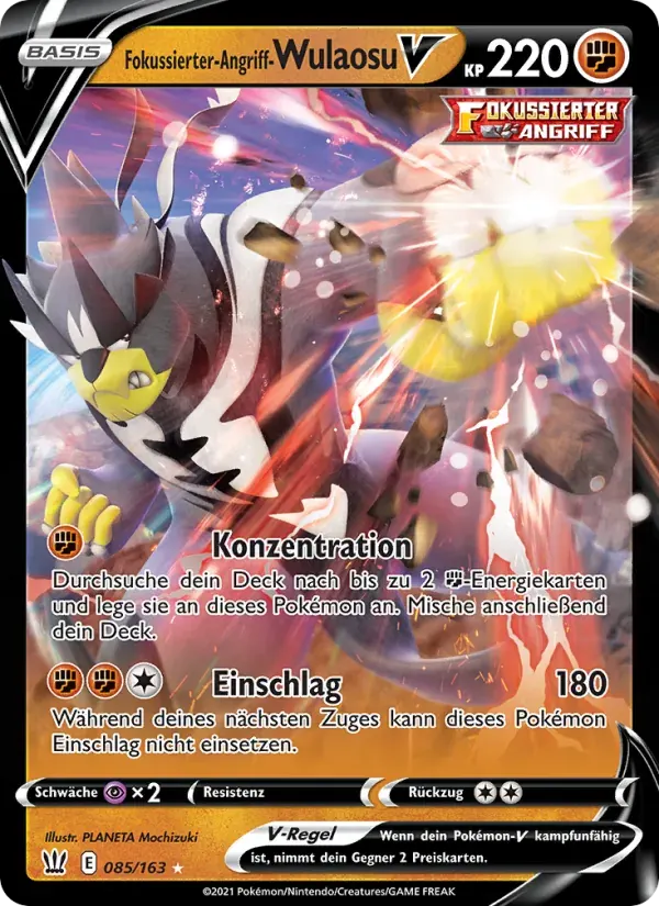 Fokussierter-Angriff-Wulaosu V — Kampfstile 85 German Pokémon card