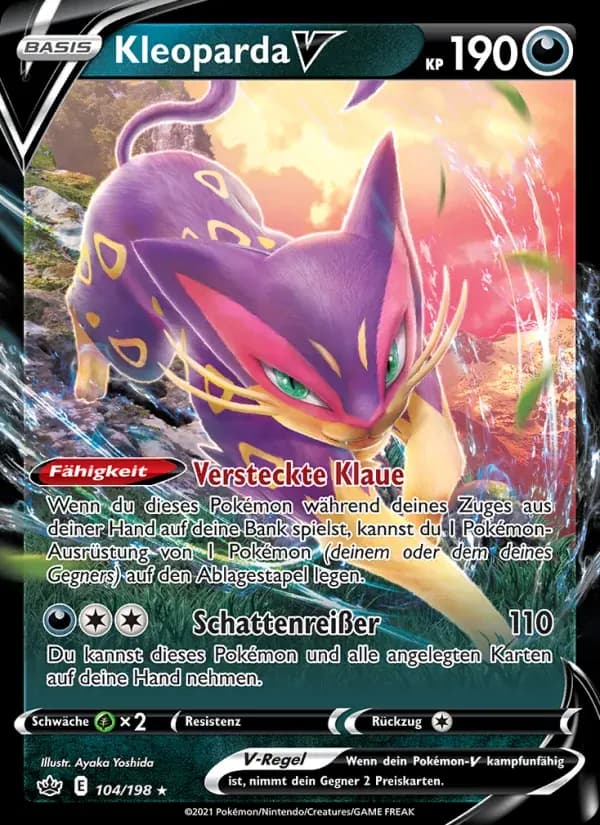 Kleoparda V — Schaurige Herrschaft 104 German Pokémon card
