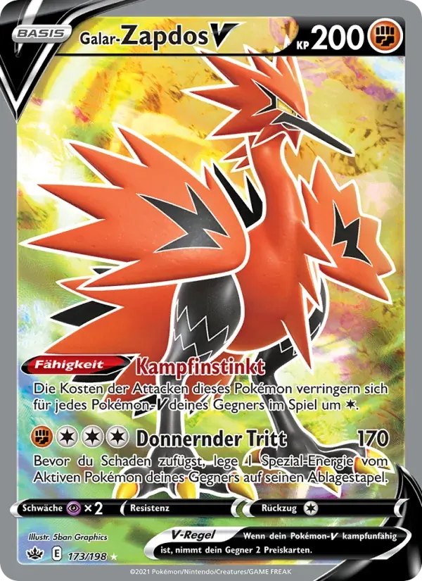 Galar-Zapdos V — Schaurige Herrschaft 173 German Pokémon card