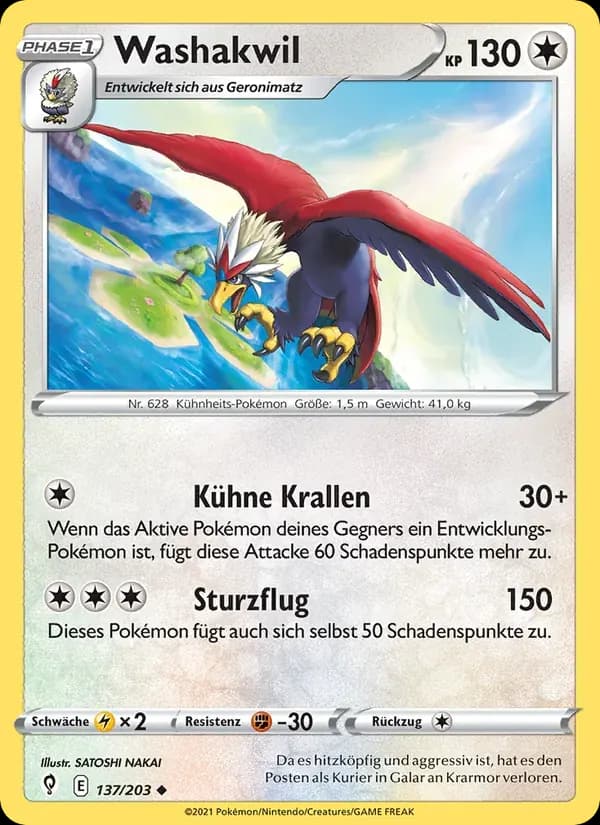 Washakwil — Drachenwandel 137 German Pokémon card