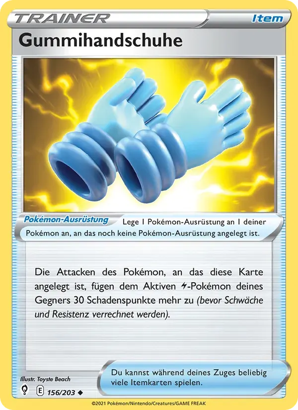 Gummihandschuhe — Drachenwandel 156 German Pokémon card
