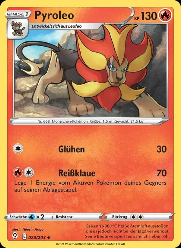 Pyroleo — Drachenwandel 23 German Pokémon card