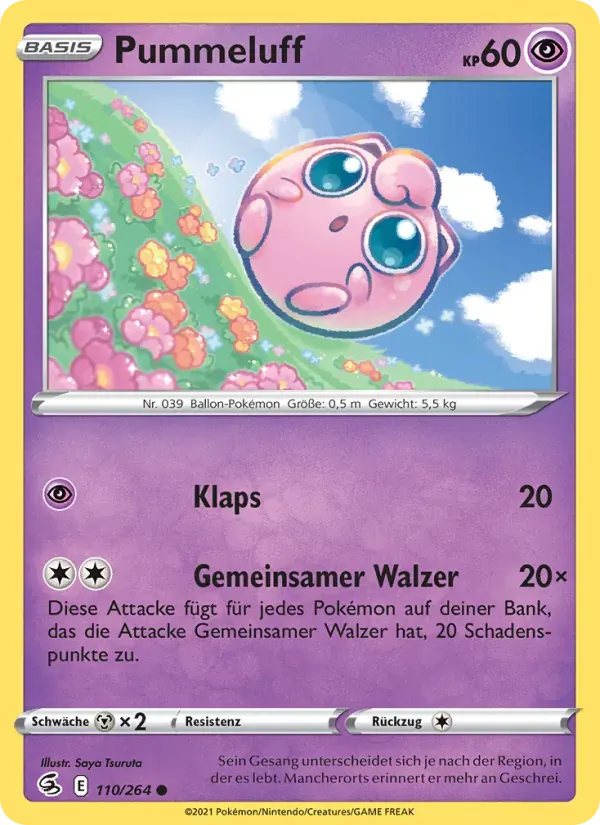 Pummeluff — Fusionsangriff 110 German Pokémon card