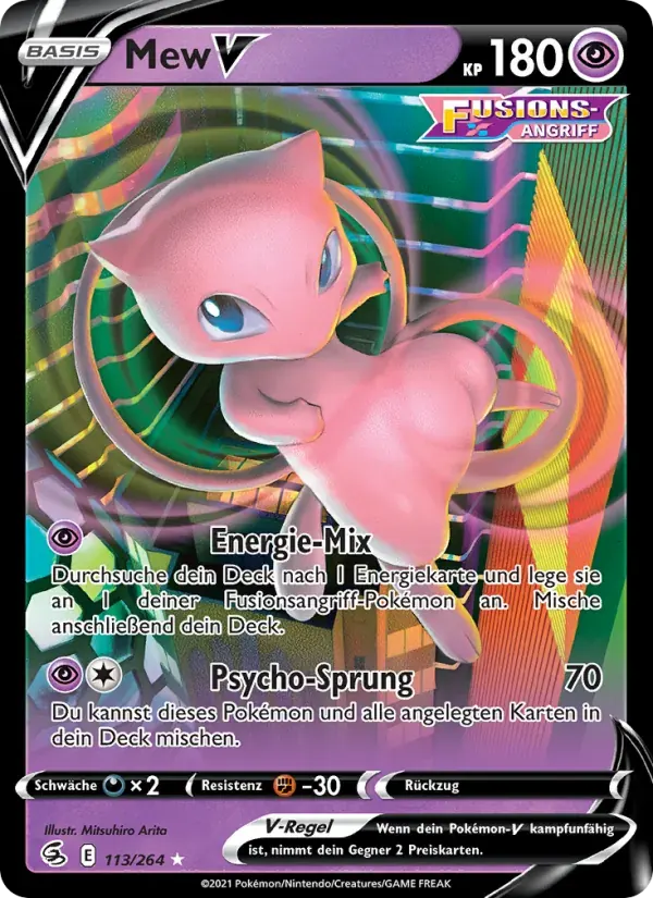 Mew V — Fusionsangriff 113 German Pokémon card