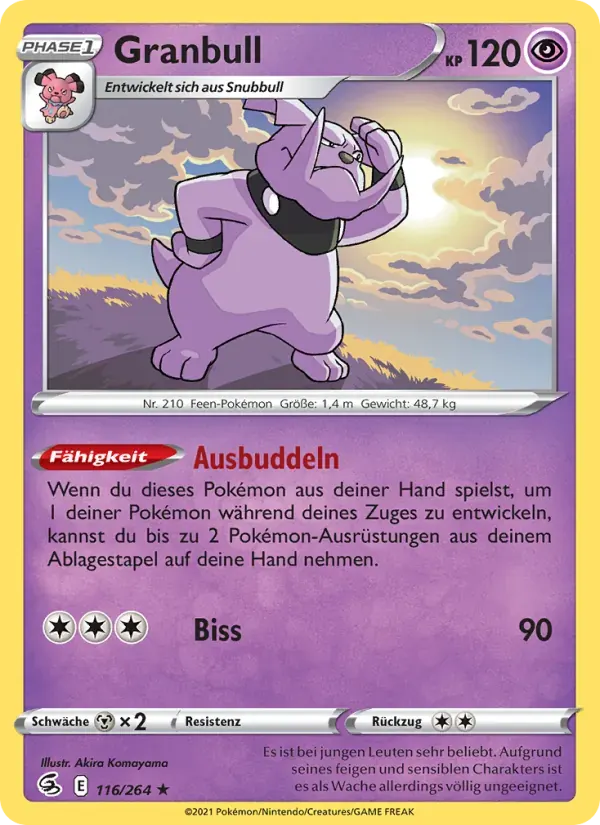 Granbull — Fusionsangriff 116 German Pokémon card