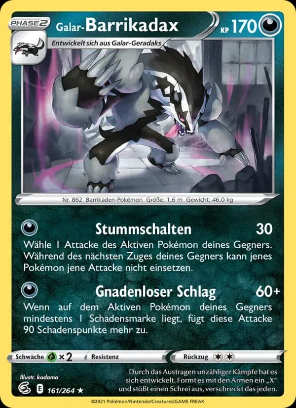 Galar-Barrikadax — Fusionsangriff 161 German Pokémon card