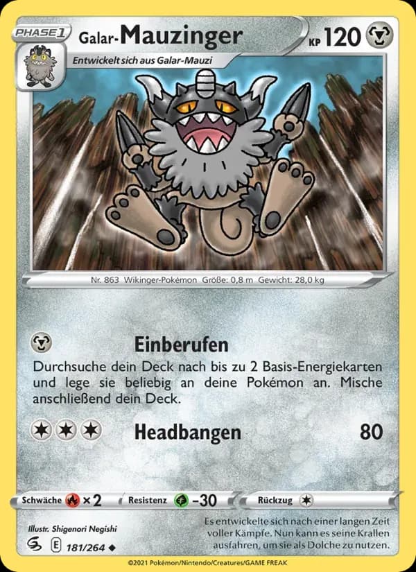 Galar-Mauzinger — Fusionsangriff 181 German Pokémon card