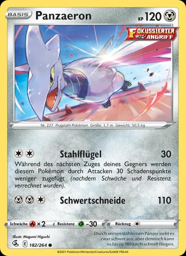 Panzaeron — Fusionsangriff 182 German Pokémon card