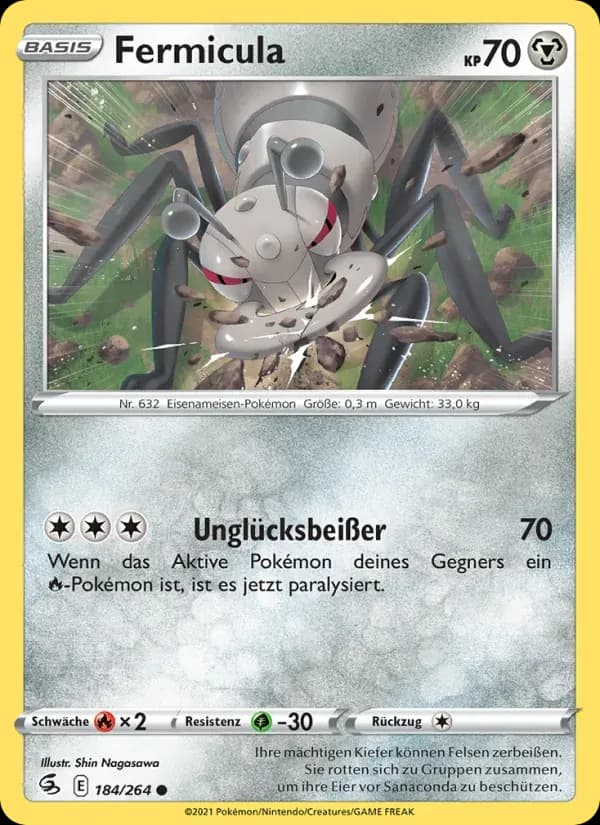Fermicula — Fusionsangriff 184 German Pokémon card