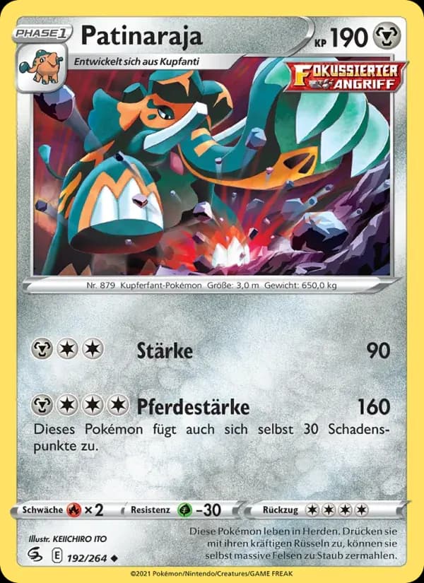 Patinaraja — Fusionsangriff 192 German Pokémon card