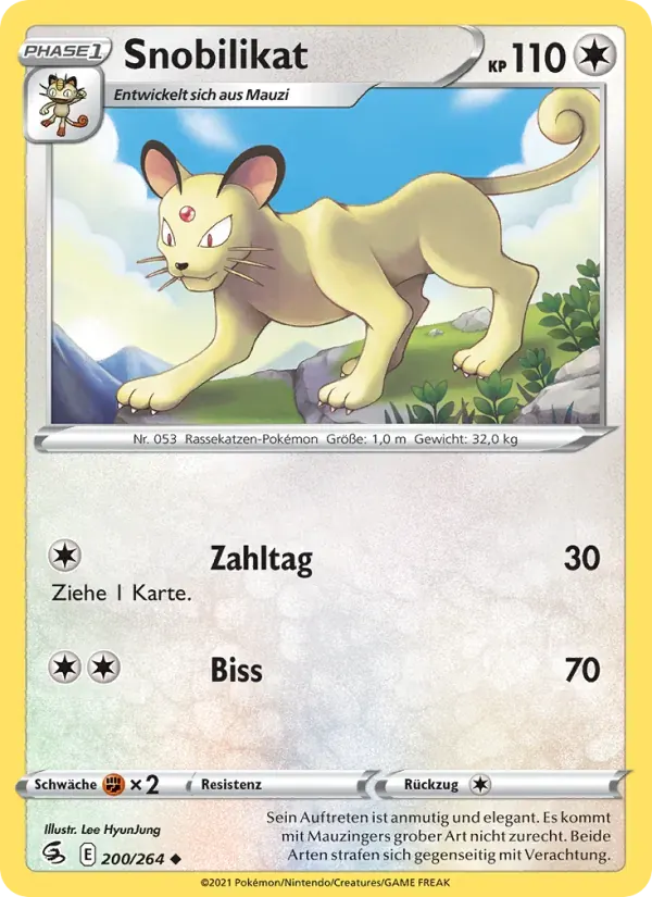 Snobilikat — Fusionsangriff 200 German Pokémon card