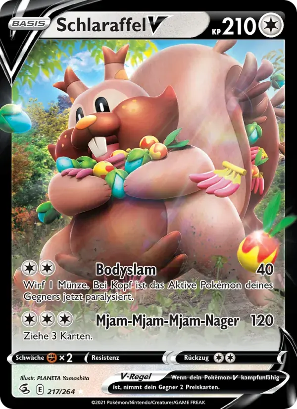 Schlaraffel V — Fusionsangriff 217 German Pokémon card