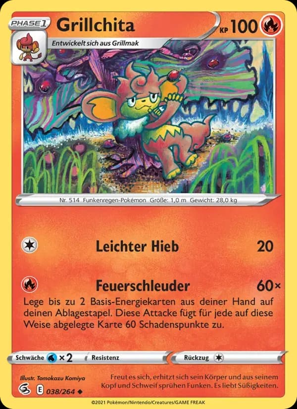Grillchita — Fusionsangriff 38 German Pokémon card