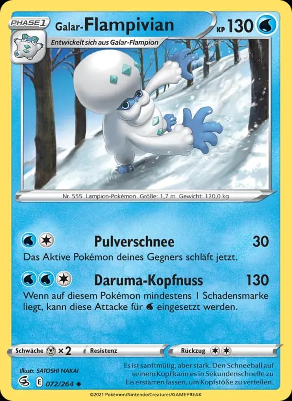 Galar-Flampivian — Fusionsangriff 72 German Pokémon card