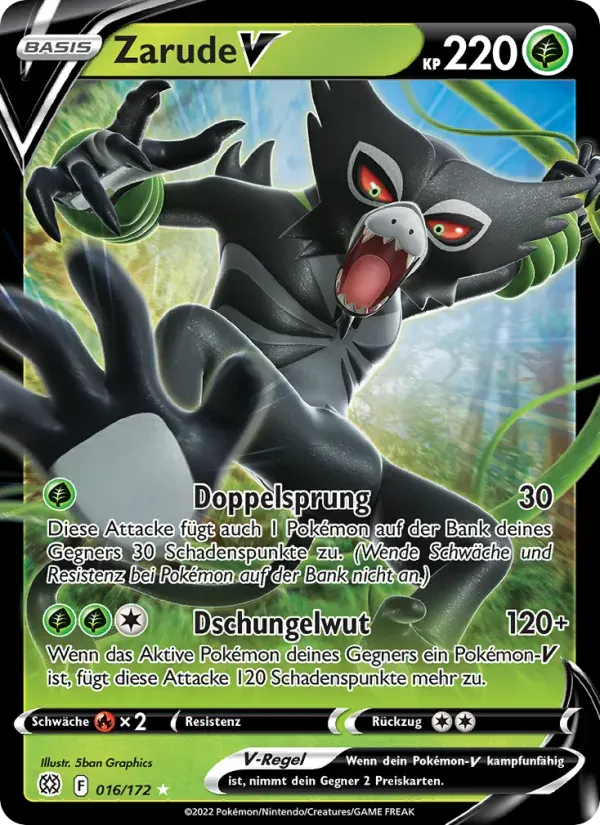 Zarude V — Strahlende Sterne 16 German Pokémon card