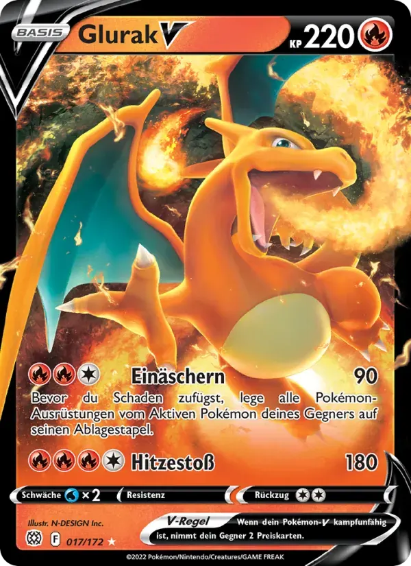 Glurak V — Strahlende Sterne 17 German Pokémon card