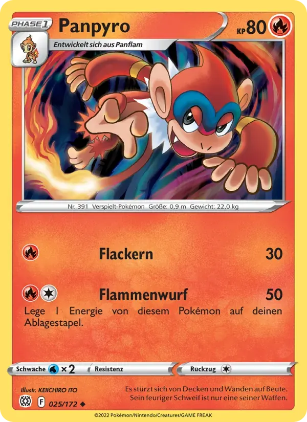 Panpyro — Strahlende Sterne 25 German Pokémon card