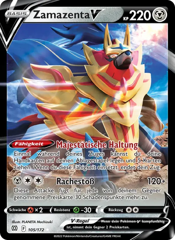 Zamazenta V — Strahlende Sterne 105 German Pokémon card