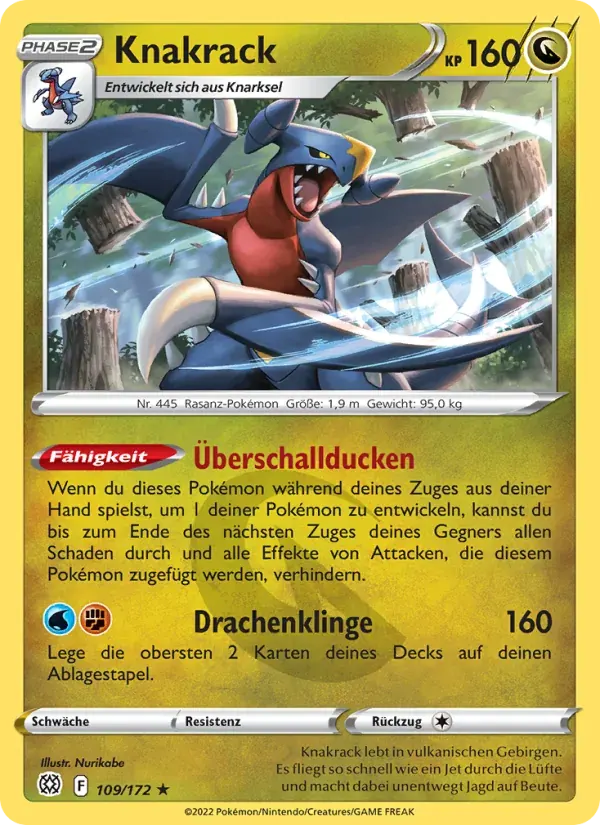 Knakrack — Strahlende Sterne 109 German Pokémon card