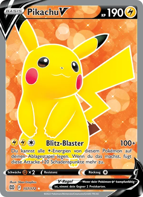 Pikachu V — Strahlende Sterne 157 German Pokémon card