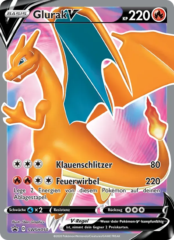 Glurak V — SCSC Promokarten SWSH050 German Pokémon card