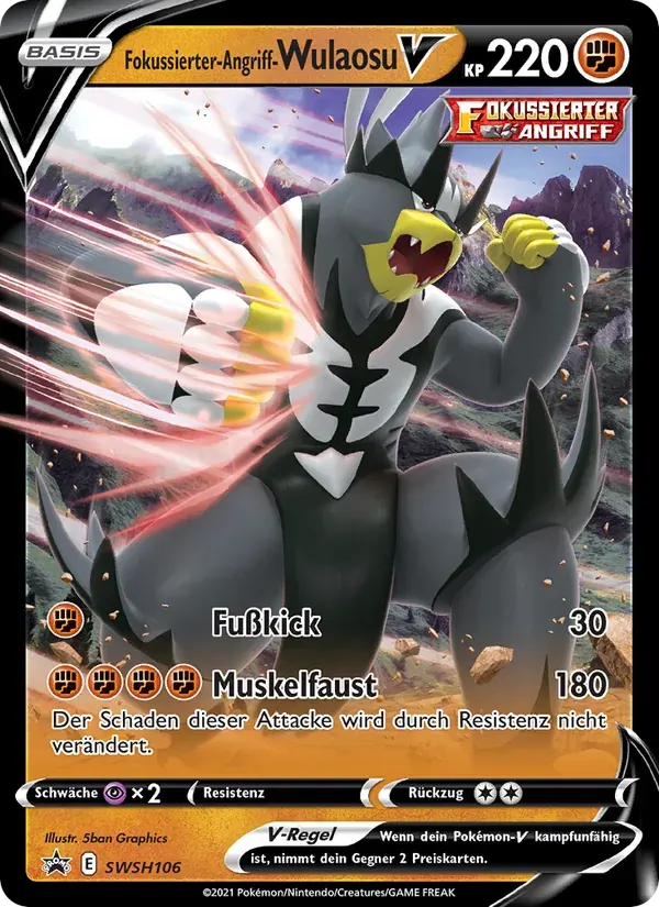 Fokussierter-Angriff-Wulaosu V — SCSC Promokarten SWSH106 German Pokémon card