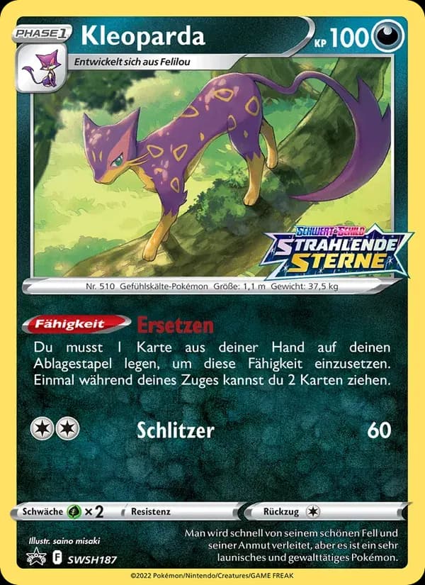 Kleoparda — SCSC Promokarten SWSH187 German Pokémon card