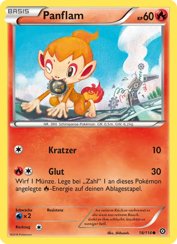 Panflam — Dampfkessel 18 German Pokémon card