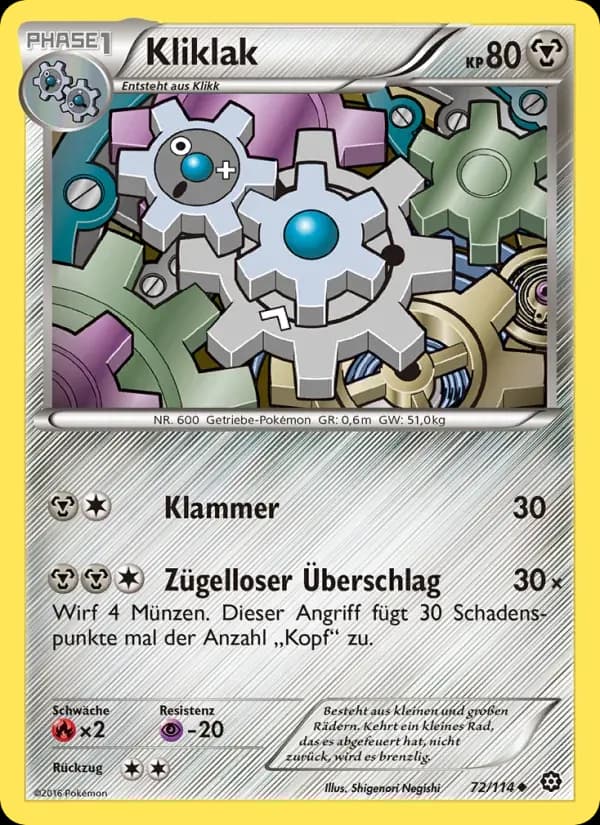 Kliklak — Dampfkessel 72 German Pokémon card