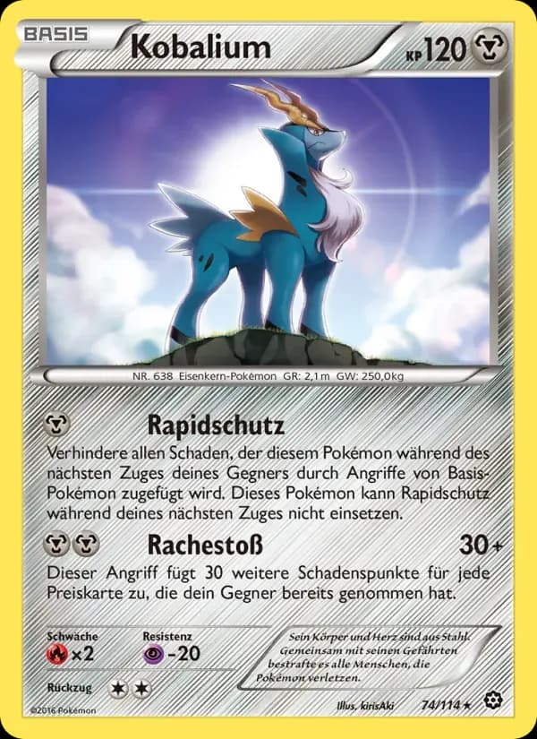 Kobalium — Dampfkessel 74 German Pokémon card