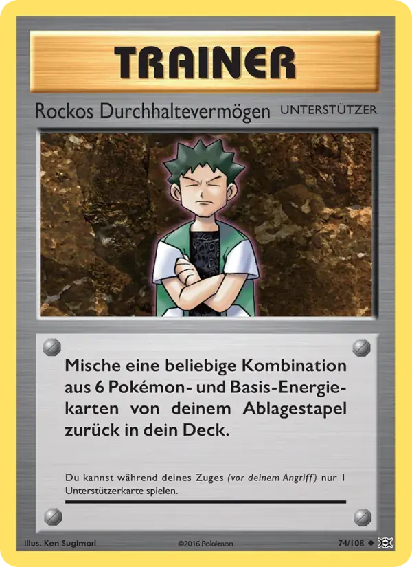 Rockos Durchhaltevermögen — Evolution 74 German Pokémon card