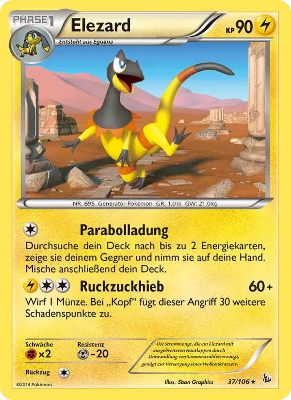 Elezard — Flammenmeer 37 German Pokémon card