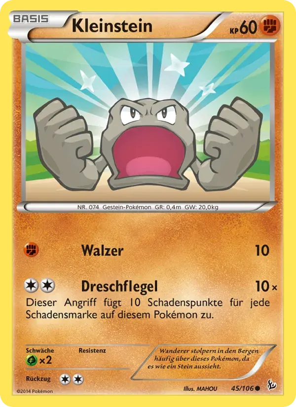 Kleinstein — Flammenmeer 45 German Pokémon card
