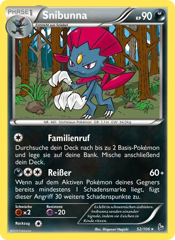 Snibunna — Flammenmeer 52 German Pokémon card