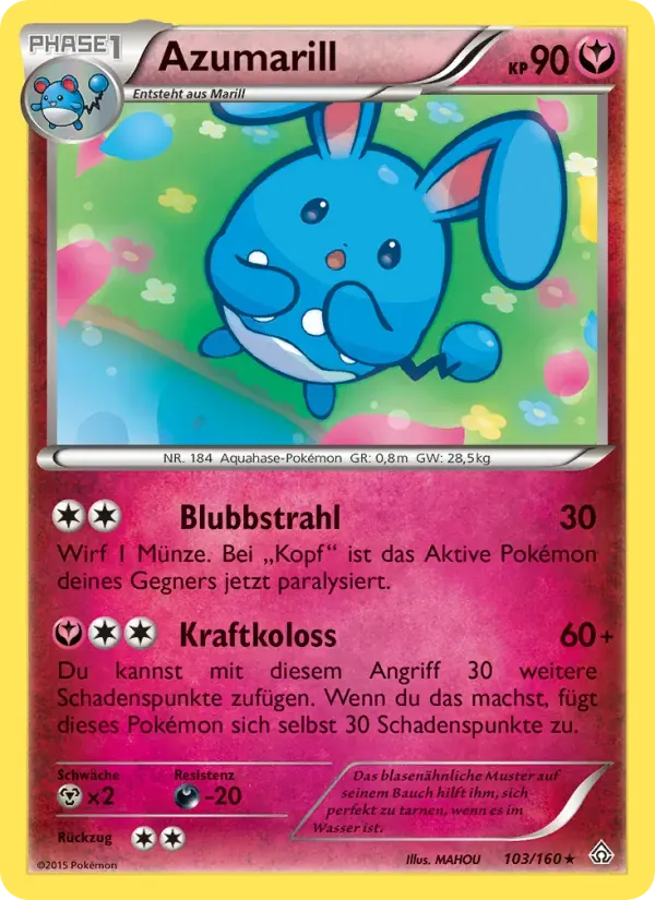 Azumarill — Protoshock 103 German Pokémon card