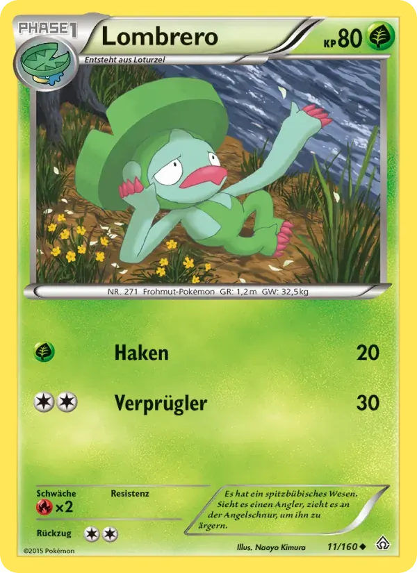 Lombrero — Protoshock 11 German Pokémon card