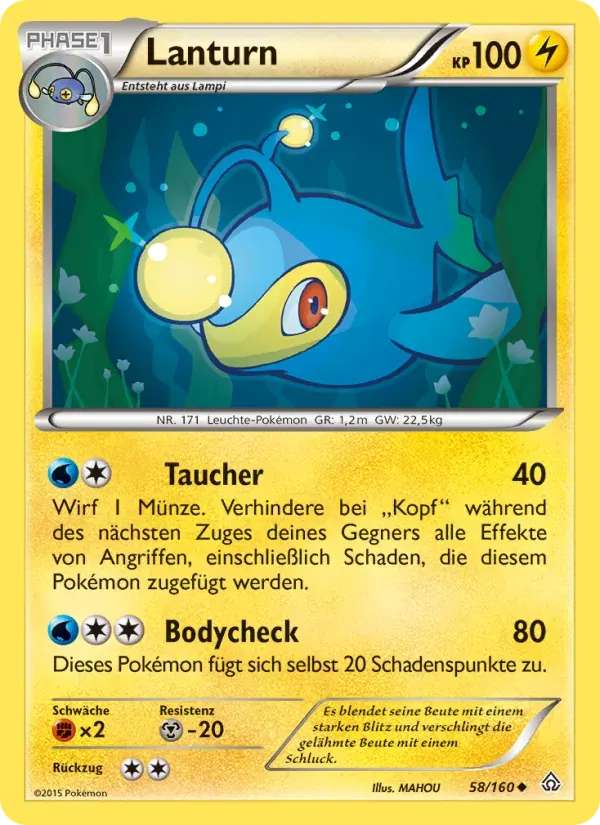 Lanturn — Protoshock 58 German Pokémon card