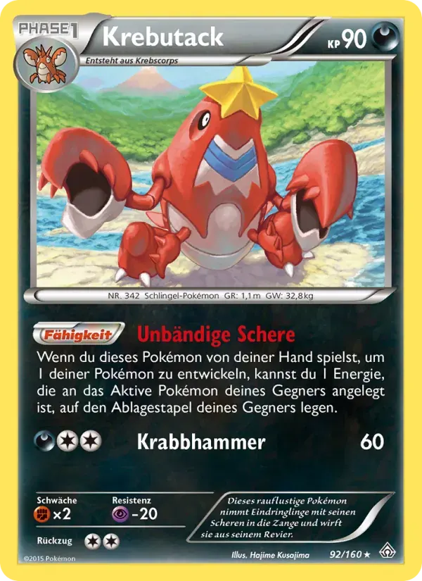 Krebutack — Protoshock 92 German Pokémon card