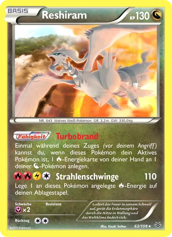 Reshiram — Drachenleuchten 63 German Pokémon card