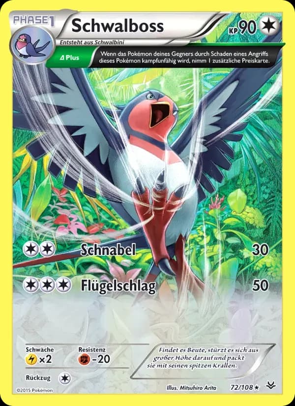 Schwalboss — Drachenleuchten 72 German Pokémon card