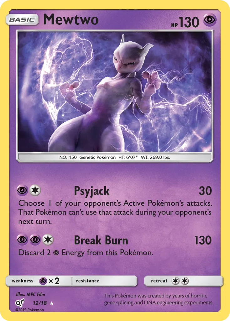 Mewtwo — Detective Pikachu 12 Pokémon card