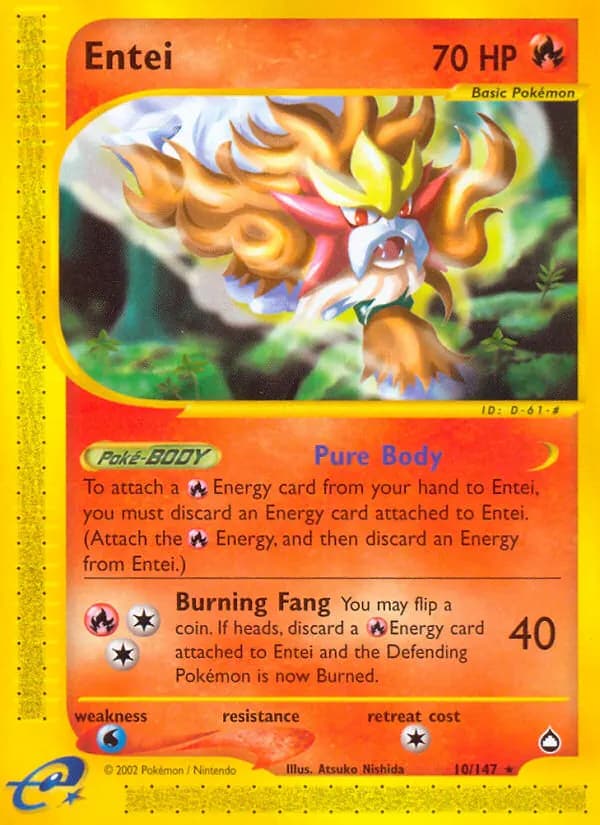 Entei — Aquapolis 10 Pokémon card