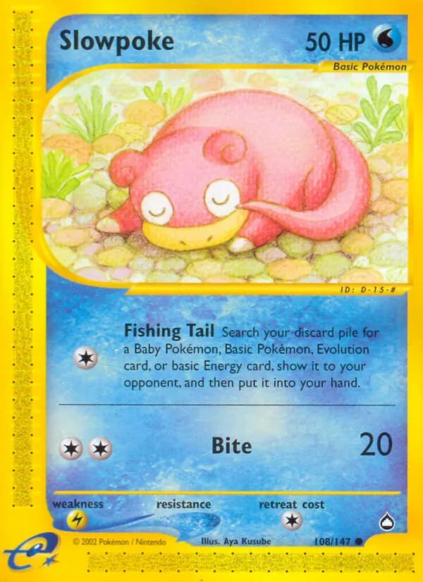 Slowpoke — Aquapolis 108 Pokémon card