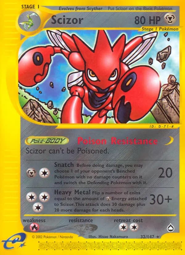 Scherox — Aquapolis 32 German Pokémon card