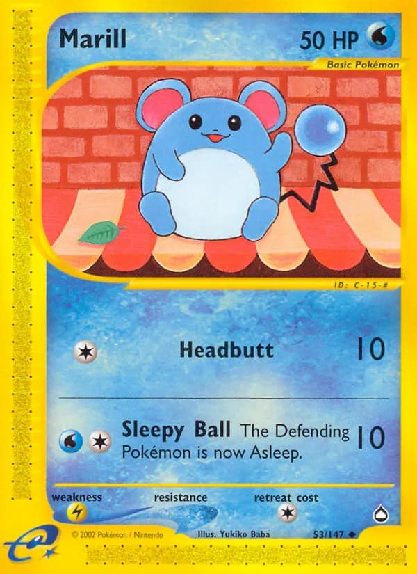 Marill — Aquapolis 53 Pokémon card