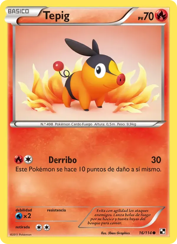 Tepig — Negro y Blanco 16 Spanish Pokémon card