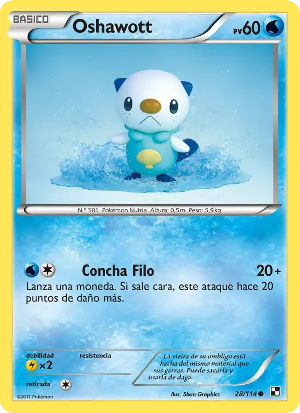 Oshawott — Negro y Blanco 28 Spanish Pokémon card