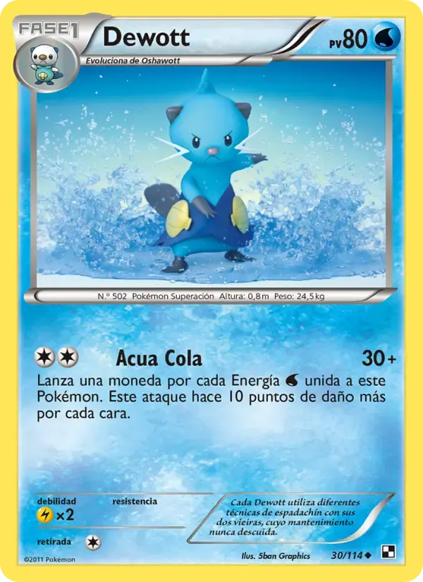 Dewott — Negro y Blanco 30 Spanish Pokémon card