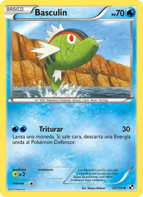 Basculin — Negro y Blanco 35 Spanish Pokémon card