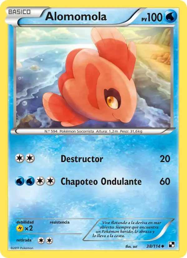 Alomomola — Negro y Blanco 38 Spanish Pokémon card
